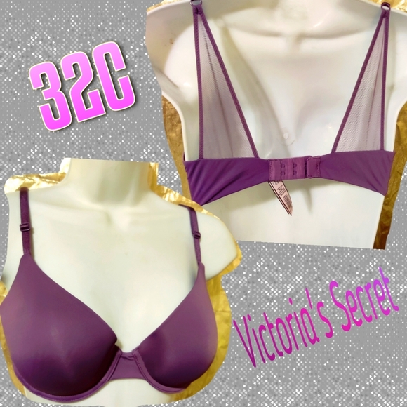 Victoria's Secret PINK Uplift Semi Demi Push Up Bra Size 32C Color: Eggplant EUC - Picture 1 of 11